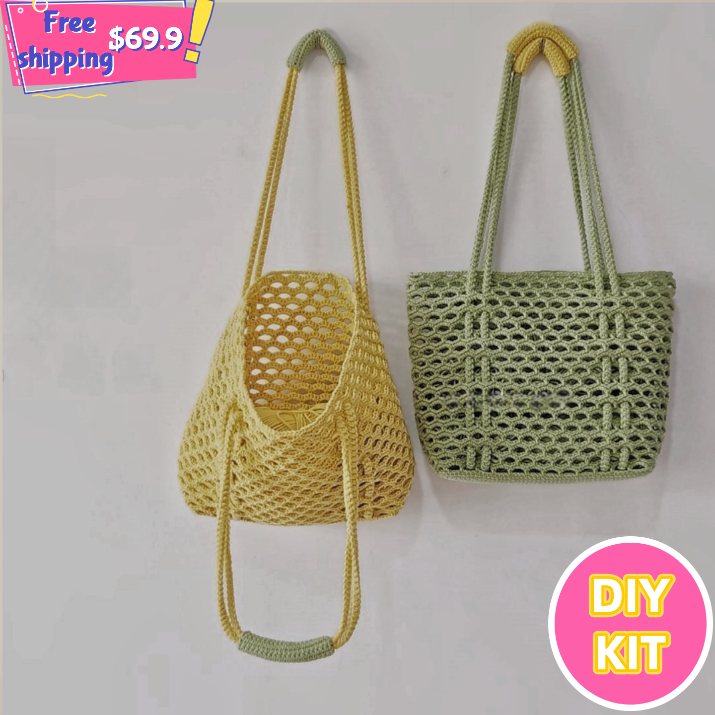 Breezy Mint Net Tote – Crochet DIY Kit