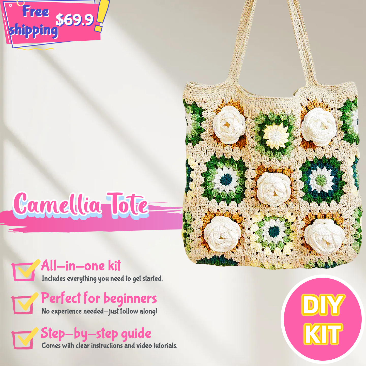 Camellia Classic Carryall Crochet Kit