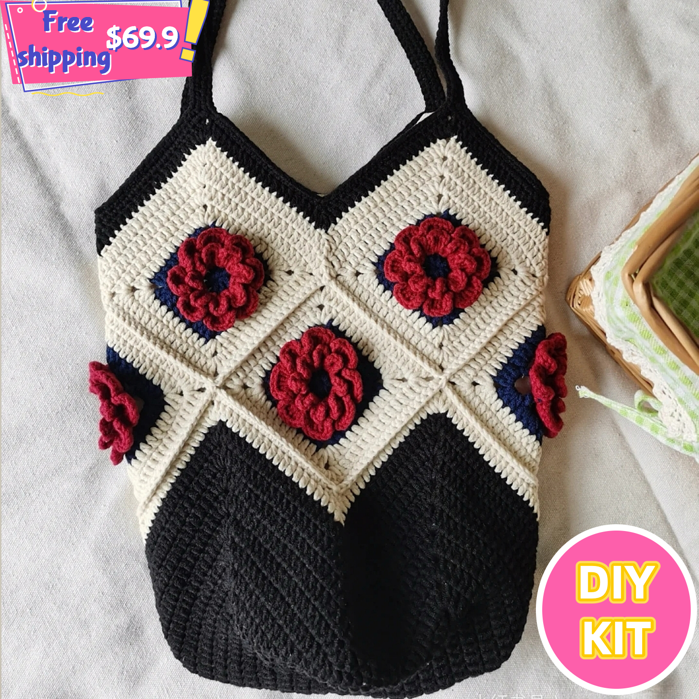 Granny Rose Big Tote Crochet Kit