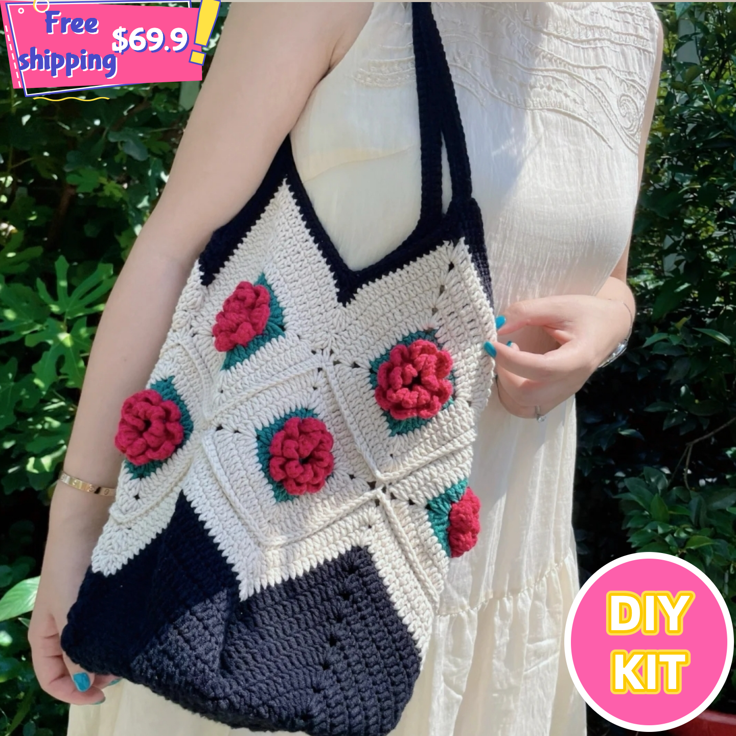 Granny Rose Big Tote Crochet Kit