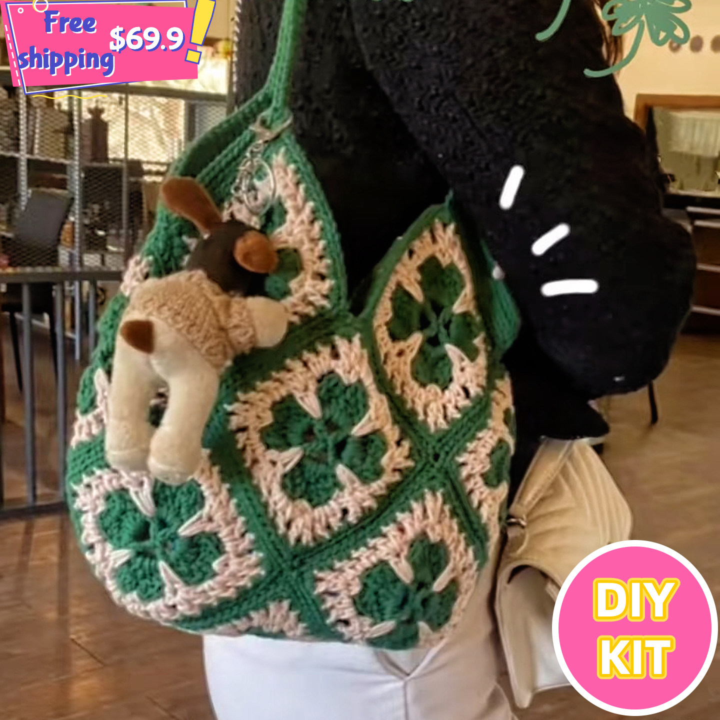 Lucky Clover Granny Tote – Crochet DIY Kit