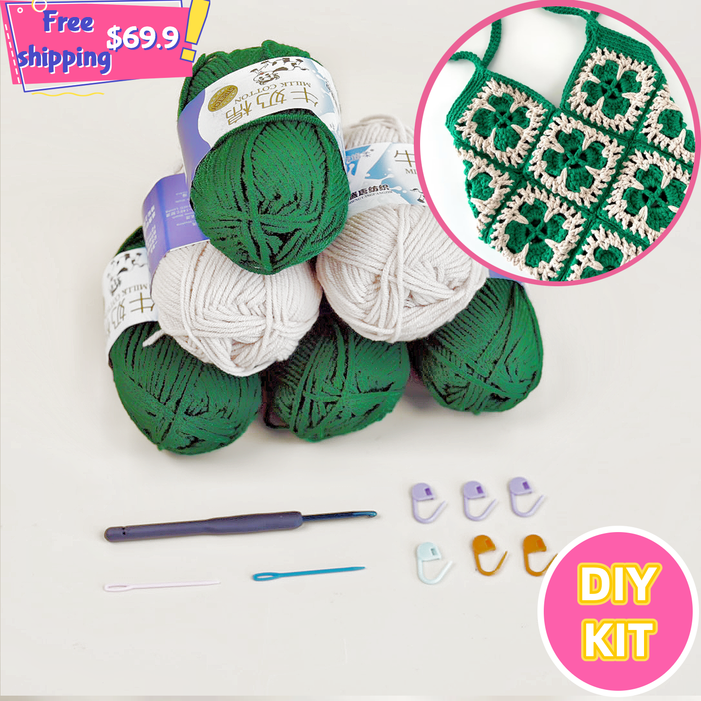 Lucky Clover Granny Tote – Crochet DIY Kit