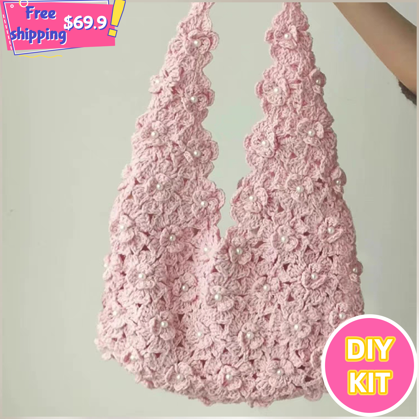 Pearl-Embraced Blossom Crochet Bag Kit