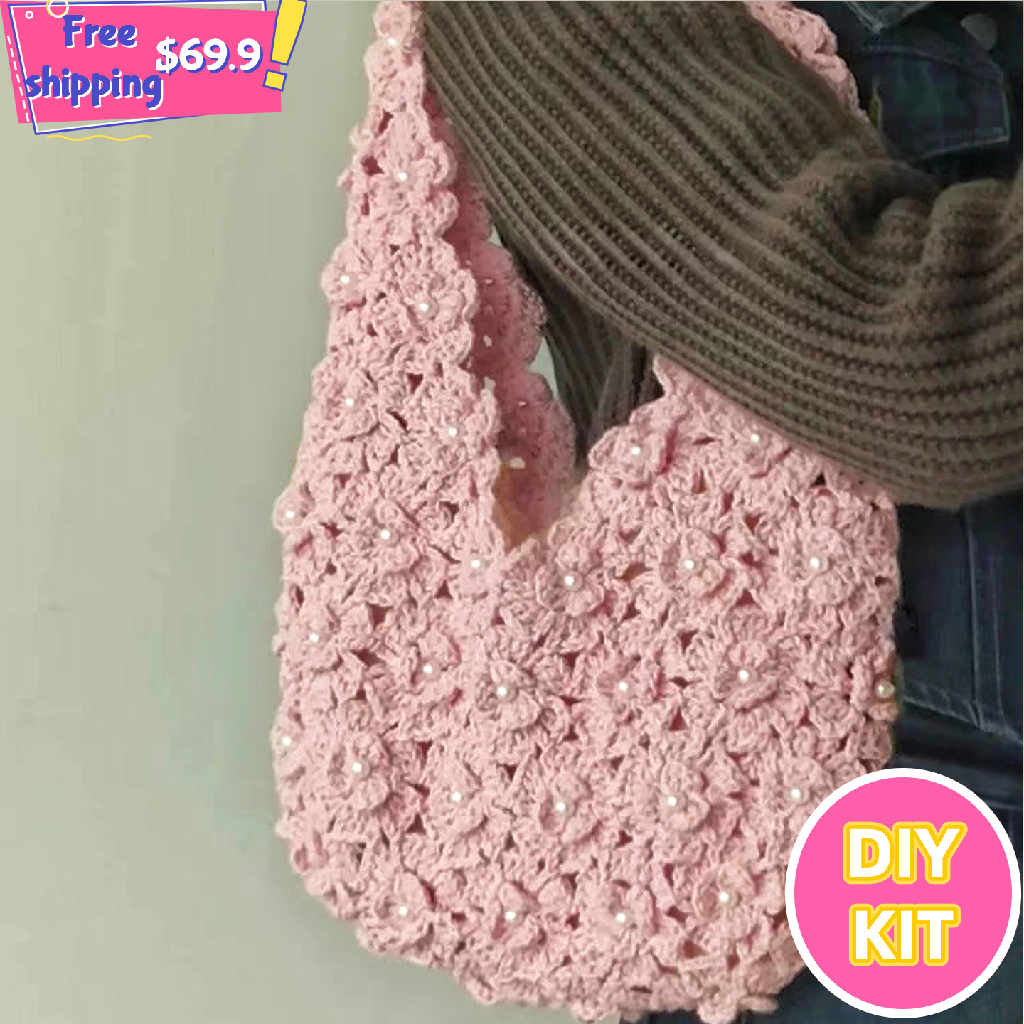 Pearl-Embraced Blossom Crochet Bag Kit