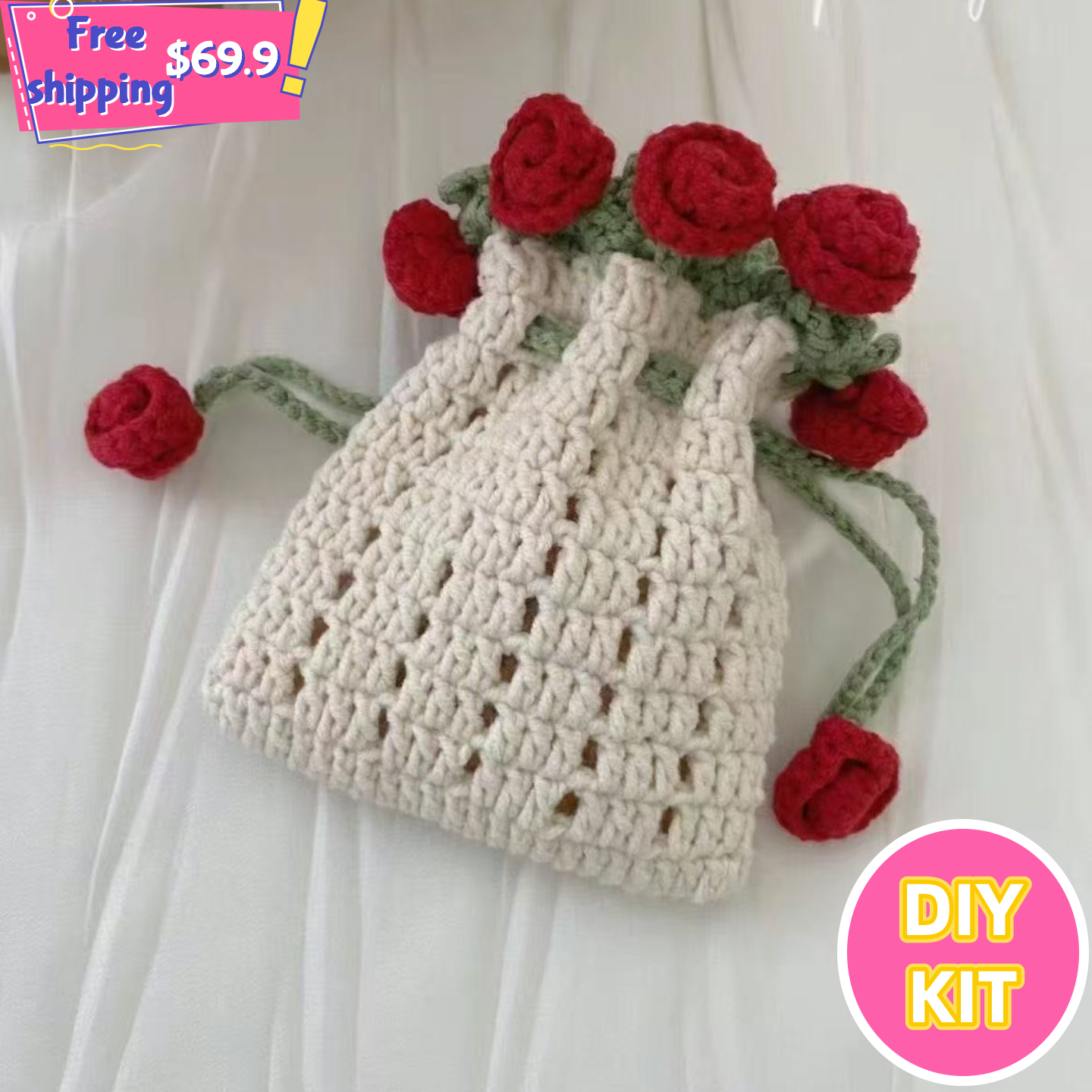 Rose Phone Pouch Crochet Kit