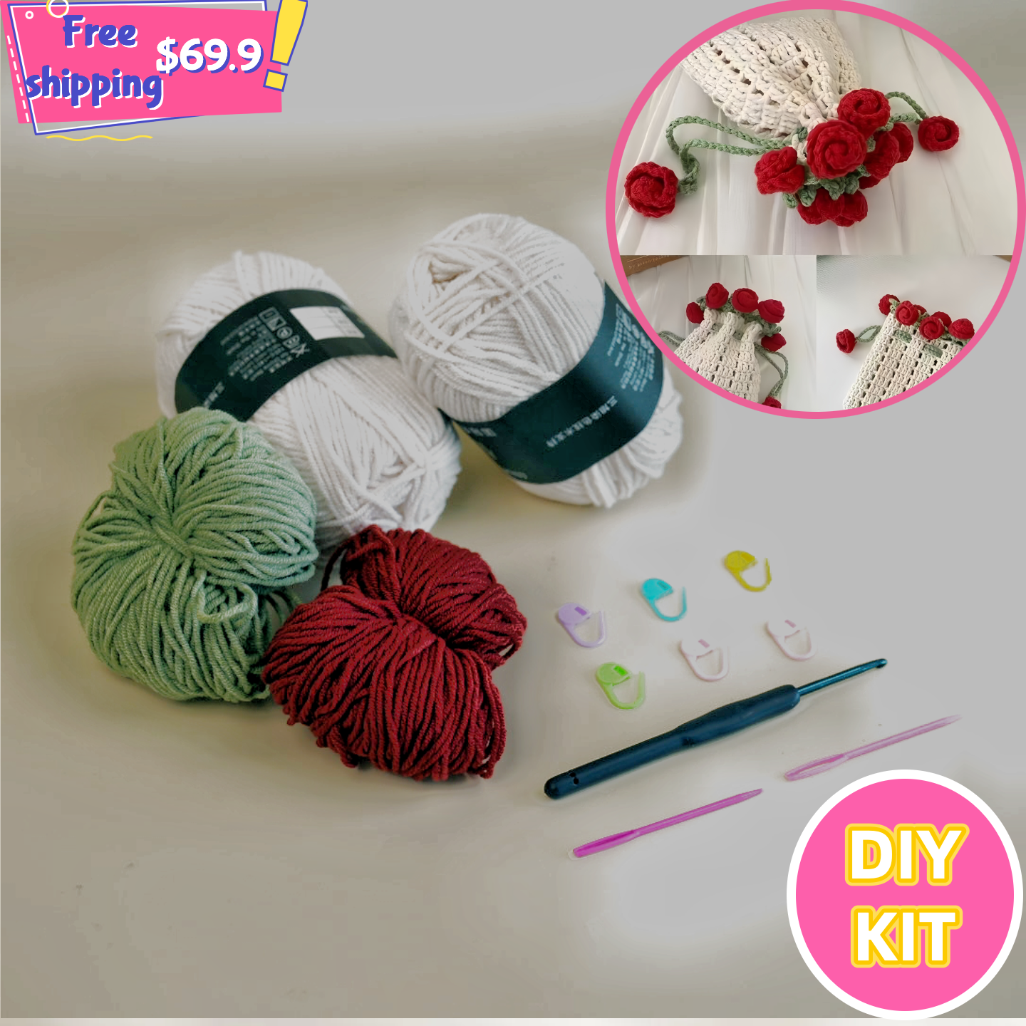 Rose Phone Pouch Crochet Kit