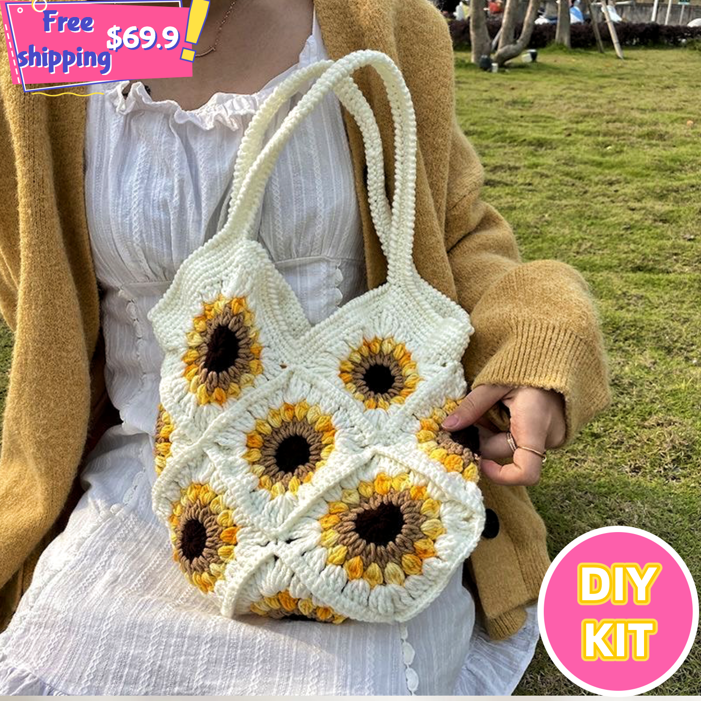 Sunny Granny Tote – DIY Crochet Bag Kit for Beginners