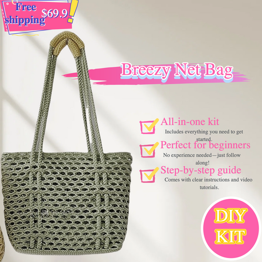 Breezy Mint Net Tote – Crochet DIY Kit