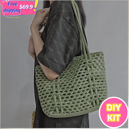 Breezy Mint Net Tote – Crochet DIY Kit