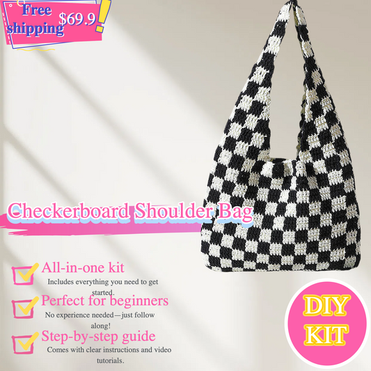Checkerboard Shoulder Bag – DIY Crochet Kit for Everyday Style