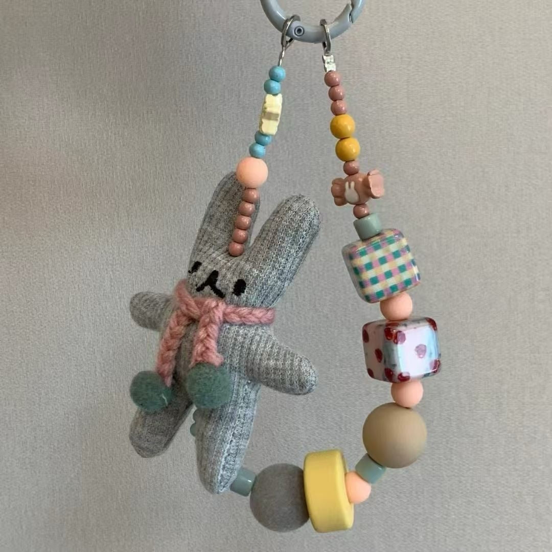 Cute Bunny Bag Charm with Colorful Beads