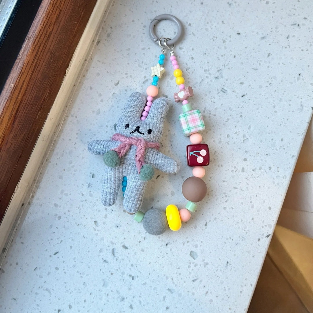 Cute Bunny Bag Charm with Colorful Beads