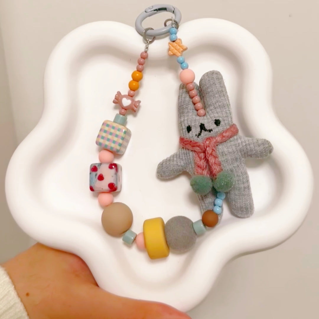 Cute Bunny Bag Charm with Colorful Beads