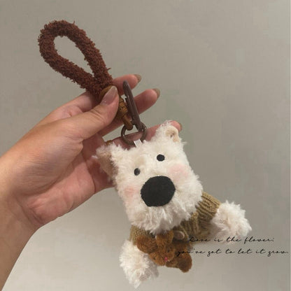 Fluffy Westie Dog Bag Keychain