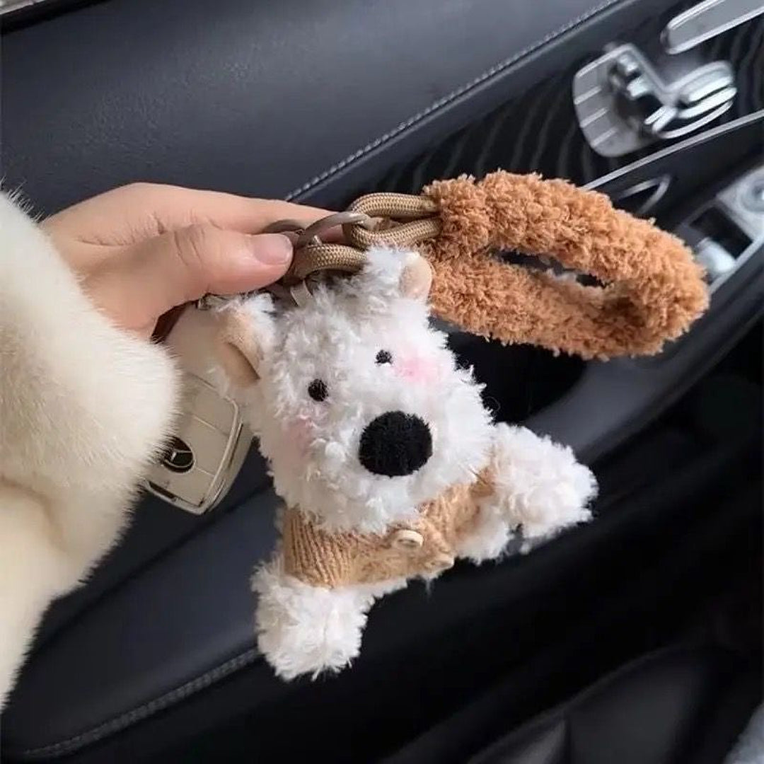 Fluffy Westie Dog Bag Keychain