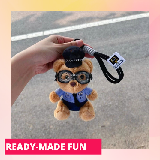 Plush Police Bear Bag charm