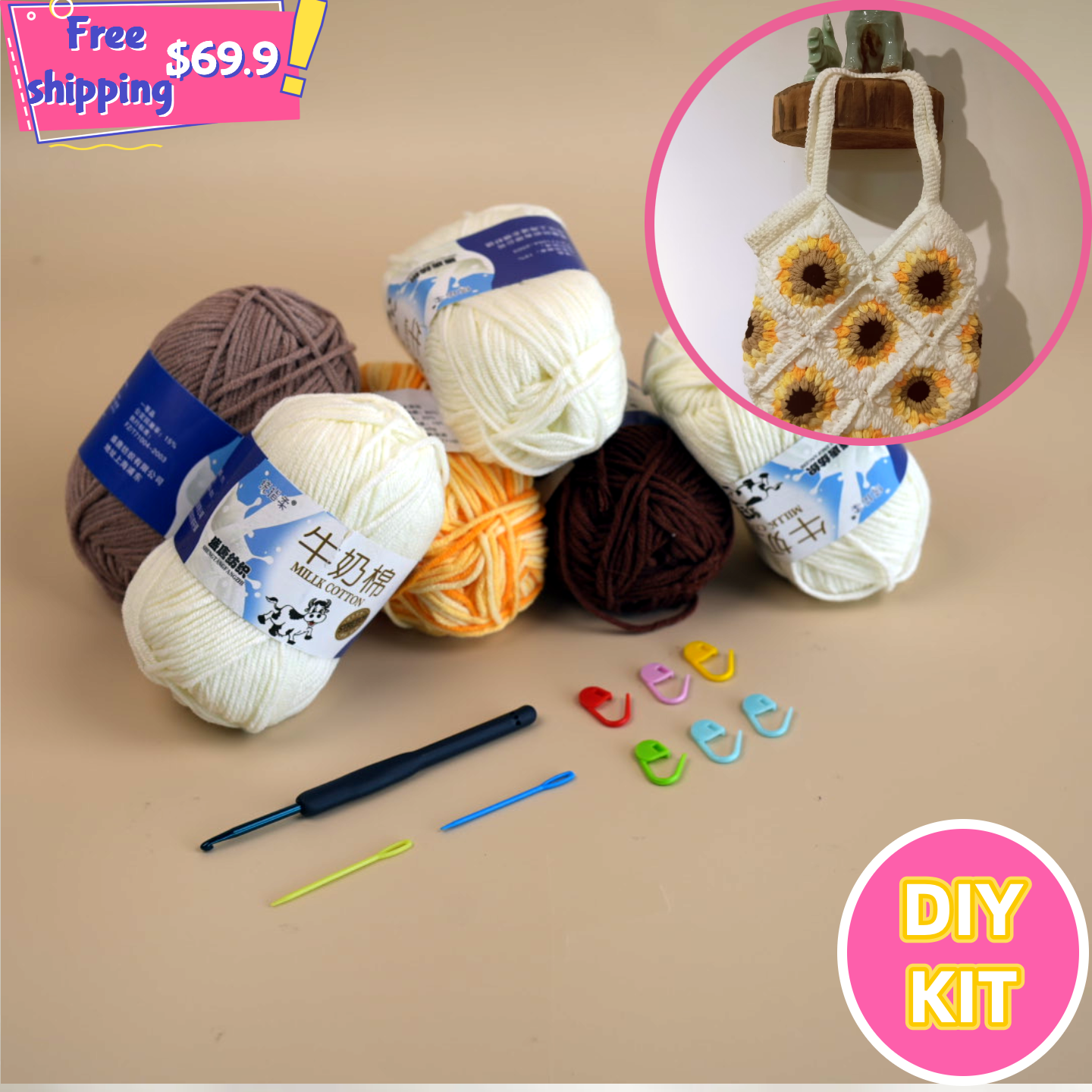 Sunny Granny Tote – DIY Crochet Bag Kit for Beginners